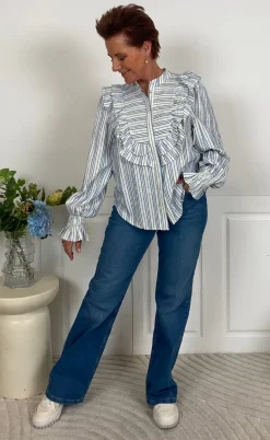 Gossia Skjorte - Coco - Blue/Offwhite Stripes