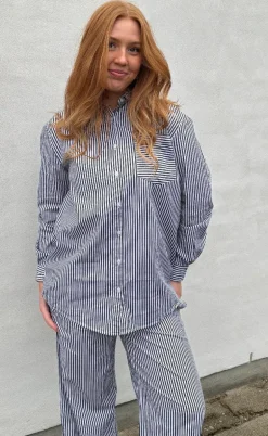 H2O Skjorte - Rønne Essential LS - Black/White Stripe