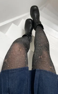 Hype The Detail Strømpebukser - Heavy Logo - Black