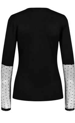 Liberte Bluse - Isa Ls Lace Sleeve - Black Dot