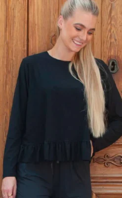 Liberte T-Shirt - Alma LS Frill - Black