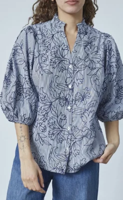 Love & Divine Bluse - Love456-9 - Stripe/Flower