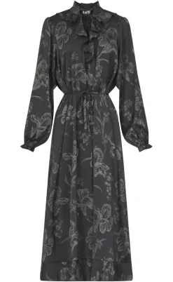 Love & Divine Kjole - Love1194-2 - Black/Green Flower