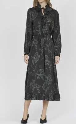 Love & Divine Kjole - Love1194-2 - Black/Green Flower