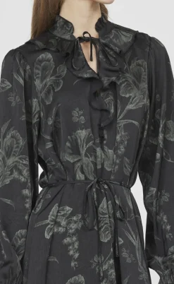 Love & Divine Kjole - Love1194-2 - Black/Green Flower