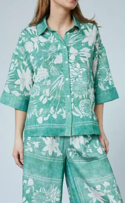 Love & Divine Skjorte - Love1338 - Green Flower