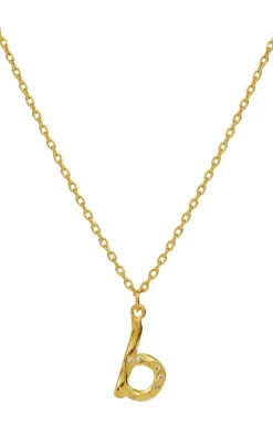 Maanesten Halskæde - B Alphabet - Gold Colour