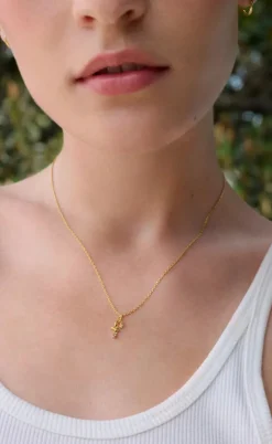 Maanesten Halskæde - F Alphabet - Gold Colour