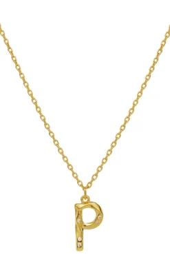Maanesten Halskæde - P Alphabet - Gold Colour