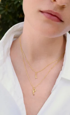 Maanesten Halskæde - P Alphabet - Gold Colour