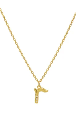 Maanesten Halskæde - R Alphabet - Gold Colour