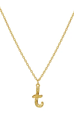 Maanesten Halskæde - T Alphabet - Gold Colour