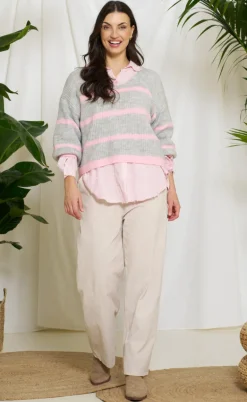 Marta Du Chateau Strik - Carene - Light Grey/Baby Pink