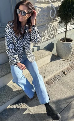 Moves Skjorte - Noliana Zebra Denim - Black