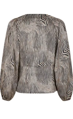 Neo Noir Bluse - Istana Floating Wave - Dark Sand