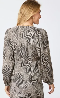 Neo Noir Bluse - Istana Floating Wave - Dark Sand