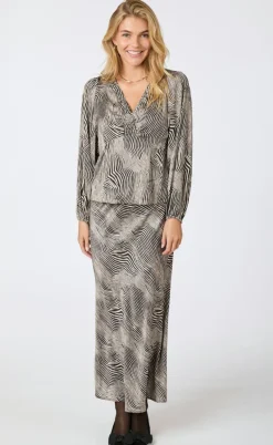 Neo Noir Bluse - Istana Floating Wave - Dark Sand