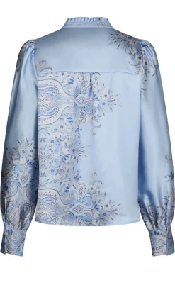 Neo Noir Bluse - Massima Paisley Border - Light Blue