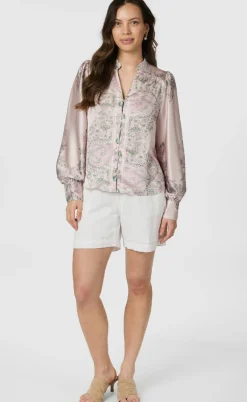 Neo Noir Bluse - Massima Paisley Border - Rose