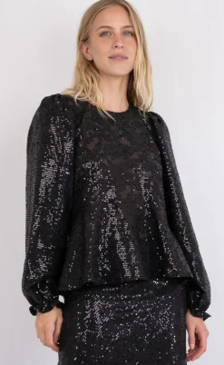Neo Noir Bluse - Rizzo Sequins - Black
