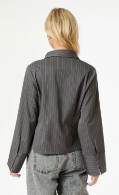 Neo Noir Bluse - Rosa Pinstripe - Grey