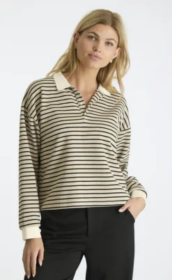 Neo Noir Bluse - Sara Stripe - Sand