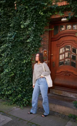 Neo Noir Bluse - Sara Stripe - Sand