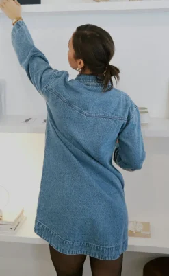 Neo Noir Kjole - Paras Denim - Smoke Blue