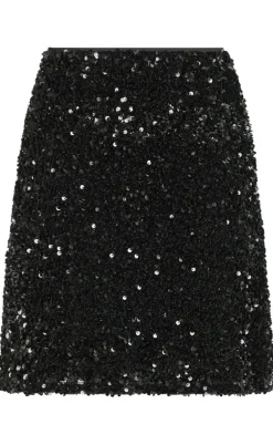 Neo Noir Nederdel - Miva Velvet Sequins - Black