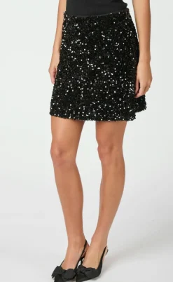 Neo Noir Nederdel - Miva Velvet Sequins - Black