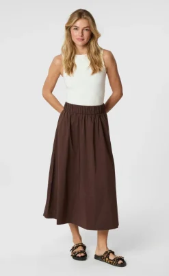 Neo Noir Nederdel - Yara Poplin - Dark Brown