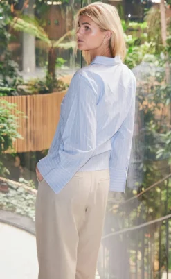 Neo Noir Skjorte - Rosa Stripe - Light Blue