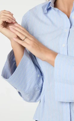 Neo Noir Skjorte - Rosa Stripe - Light Blue