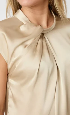 Neo Noir Top - Fleur Drapy Satin - Dark Sand