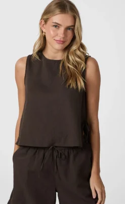 Neo Noir Top - Svetlana Linen - Dark Brown