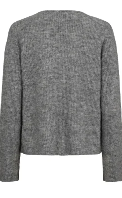 Nümph Pullover - Riette Rib V-Neck - Medium Grey Mel
