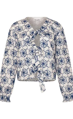Noella Bluse - Krisina - White Blue Combo