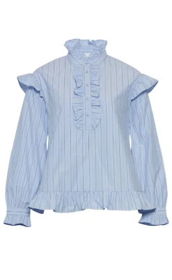 Noella Bluse - Sally - Light Blue Stripe