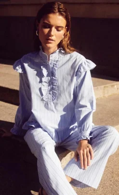 Noella Bluse - Sally - Light Blue Stripe