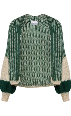 Noella Cardigan - Liana - Beige/Bottle Green