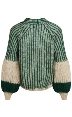 Noella Cardigan - Liana - Beige/Bottle Green