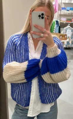 Noella Cardigan - Liana - Cream/Cobalt Blue