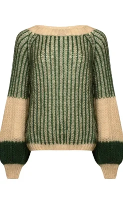 Noella Sweater - Liana - Beige/Bottle Green