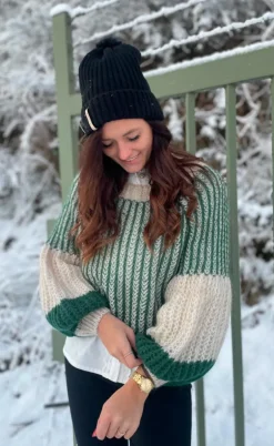 Noella Sweater - Liana - Beige/Bottle Green