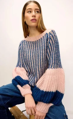 Noella Sweater - Liana - Rose/Navy