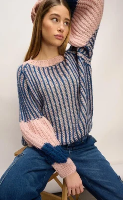 Noella Sweater - Liana - Rose/Navy
