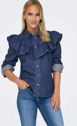 ONLY Bluse - Indigo - Dark Blue Denim