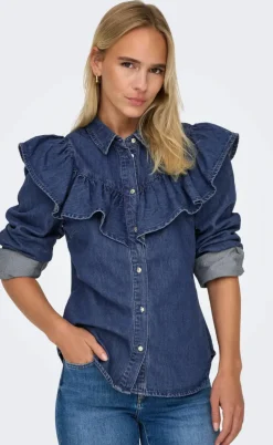 ONLY Bluse - Indigo - Dark Blue Denim