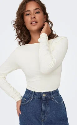 ONLY Bluse - Lea Deep 2 Ways - Cloud Dancer