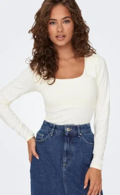 ONLY Bluse - Lea Deep 2 Ways - Cloud Dancer